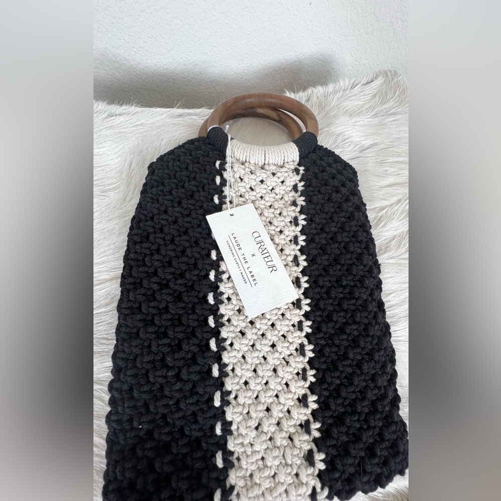 Curateur Laude The Label GABBY Black and White Small Macrame Bag - Picture 4 of 10